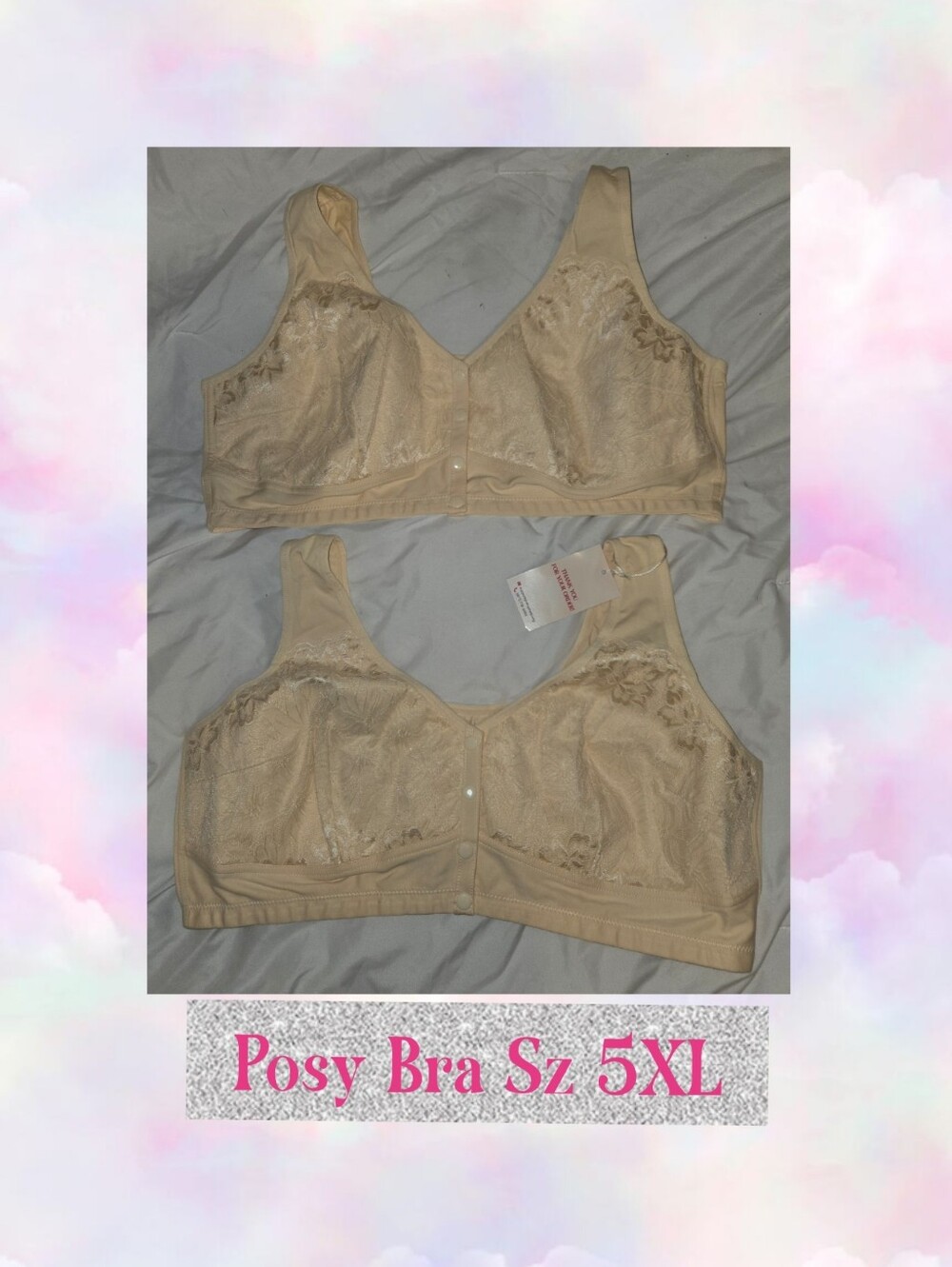 Posy Full-Coverage Non-Wired Bra Lot Of 2- Size 5XL